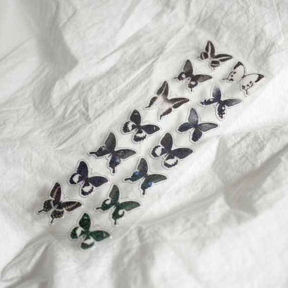 나비 홀로그램 은박 씰 스티커