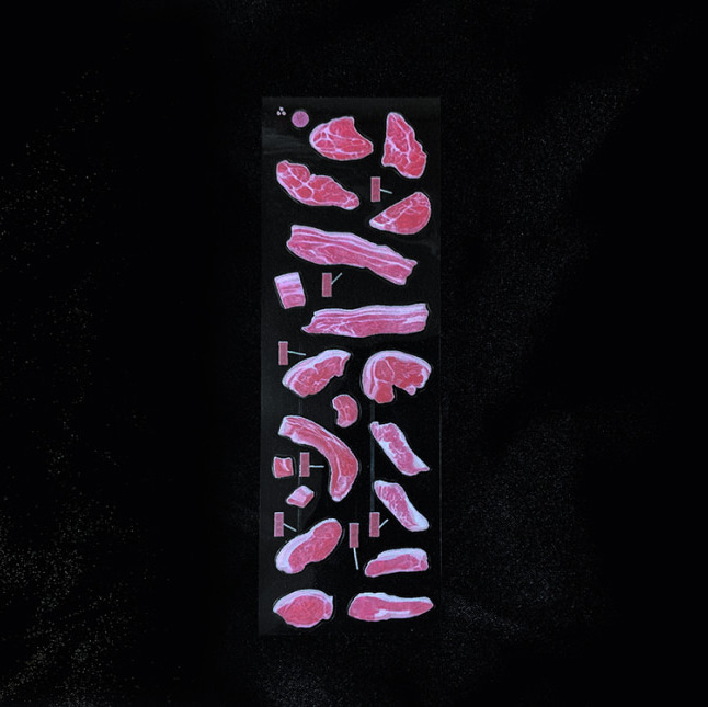 [뱀딸기] 고기 투명 씰 스티커